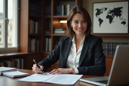 Avocate professionnelle dans un bureau parisien