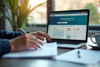 Bureau moderne avec documents fiscaux français et ordinateur