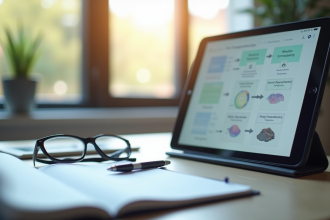 Bureau moderne avec tablette et stylo pour workflow