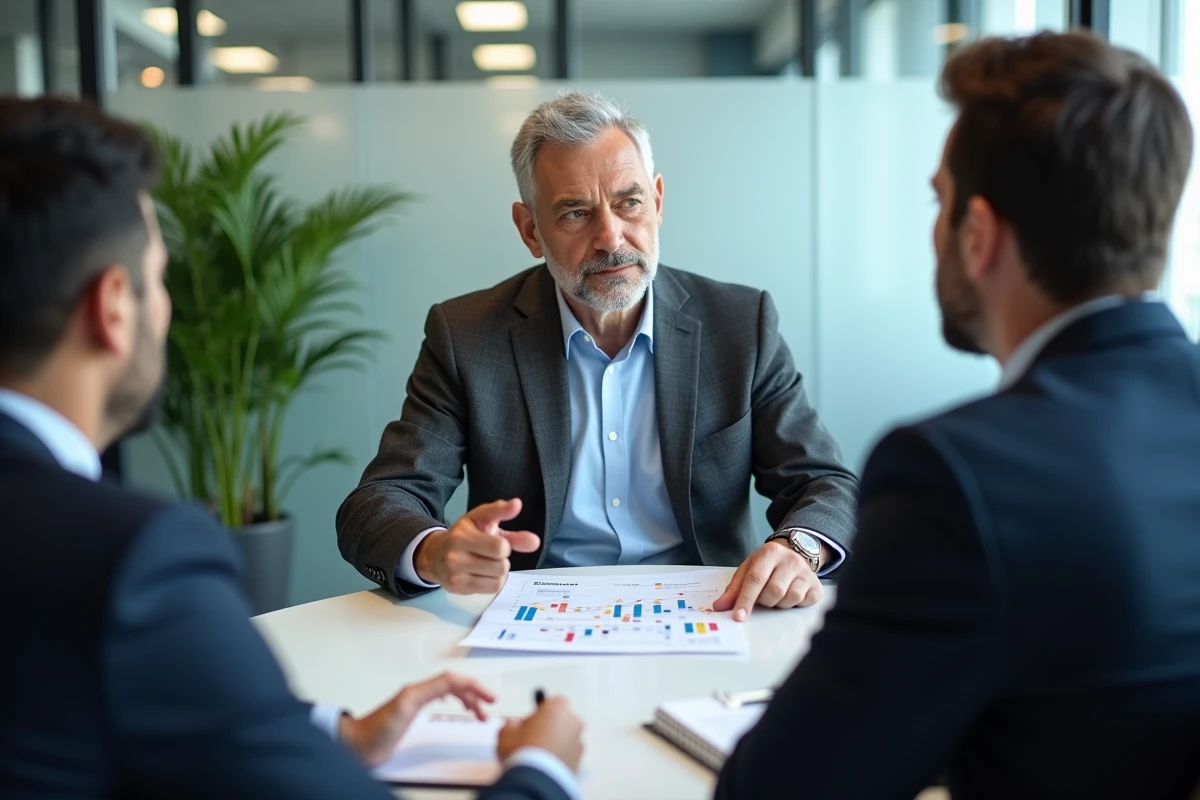 Consultant expert en transformation d'entreprise présentant une feuille de route stratégique lors d'une réunion professionnelle