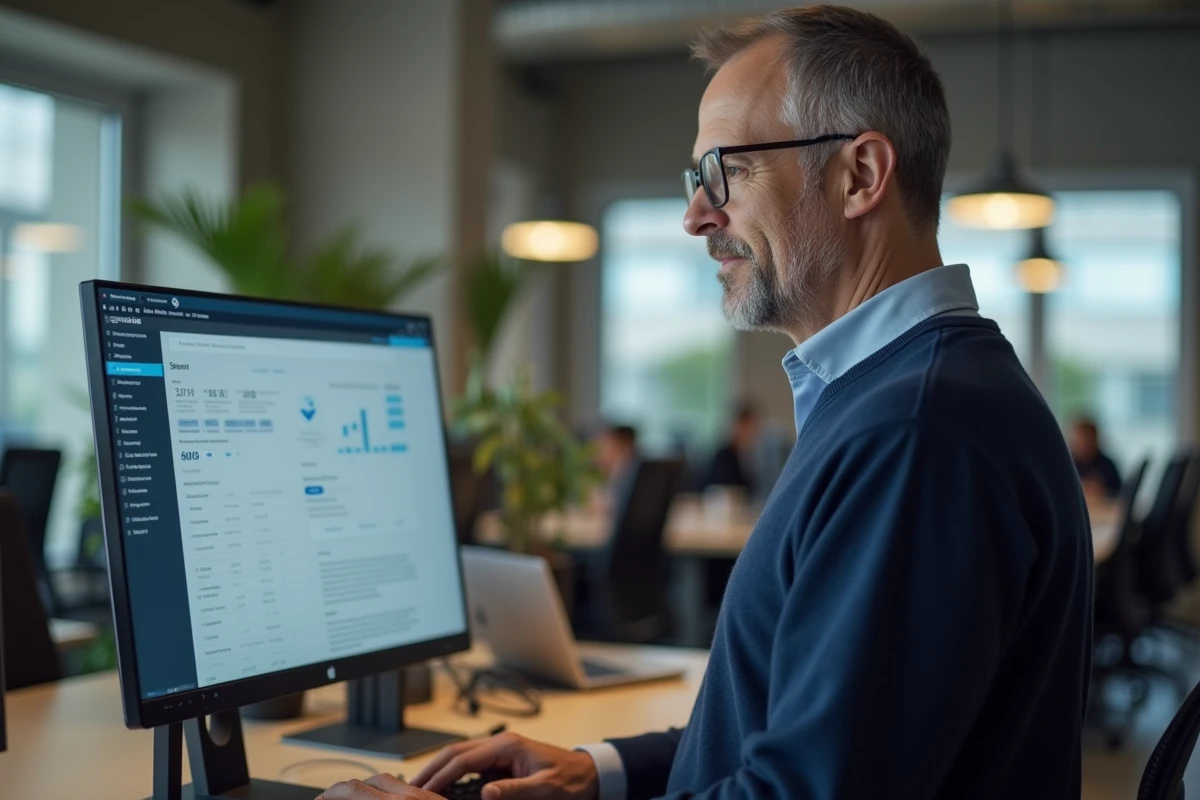 Entrepreneur masculin recherchant des informations sur le registre des entreprises françaises avant immatriculation