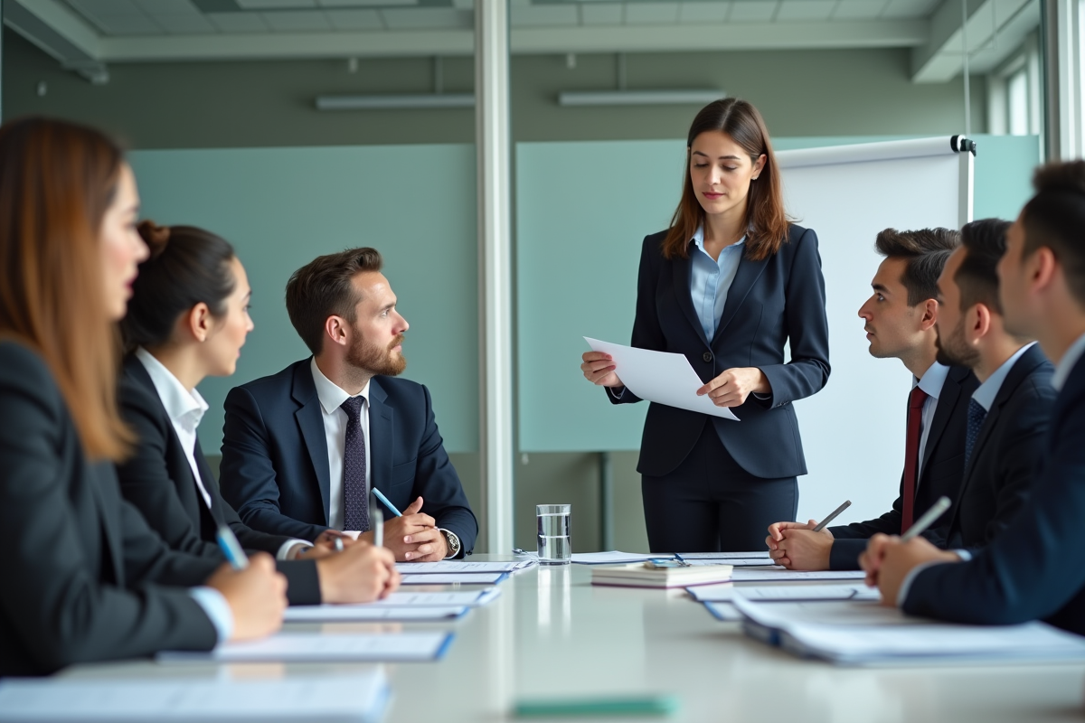 Jeune equipe administrative en réunion autour d