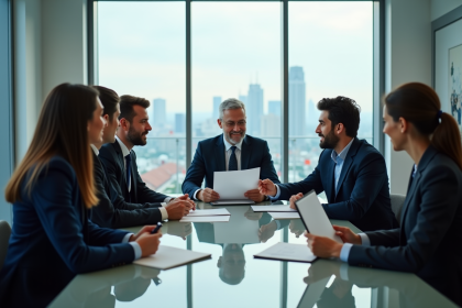Groupe de professionnels en réunion d'affaires
