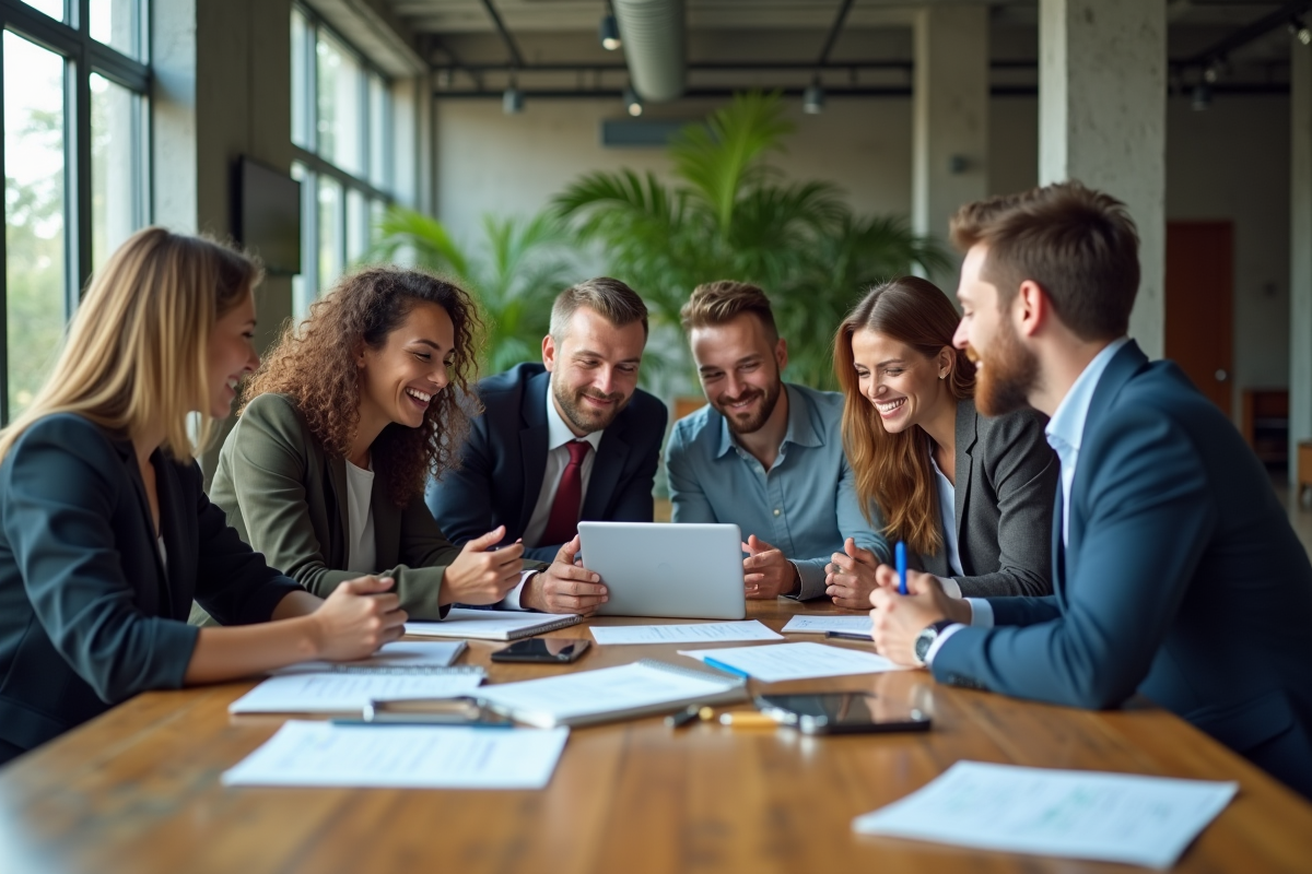 Groupe de professionnels créatifs dans un bureau moderne