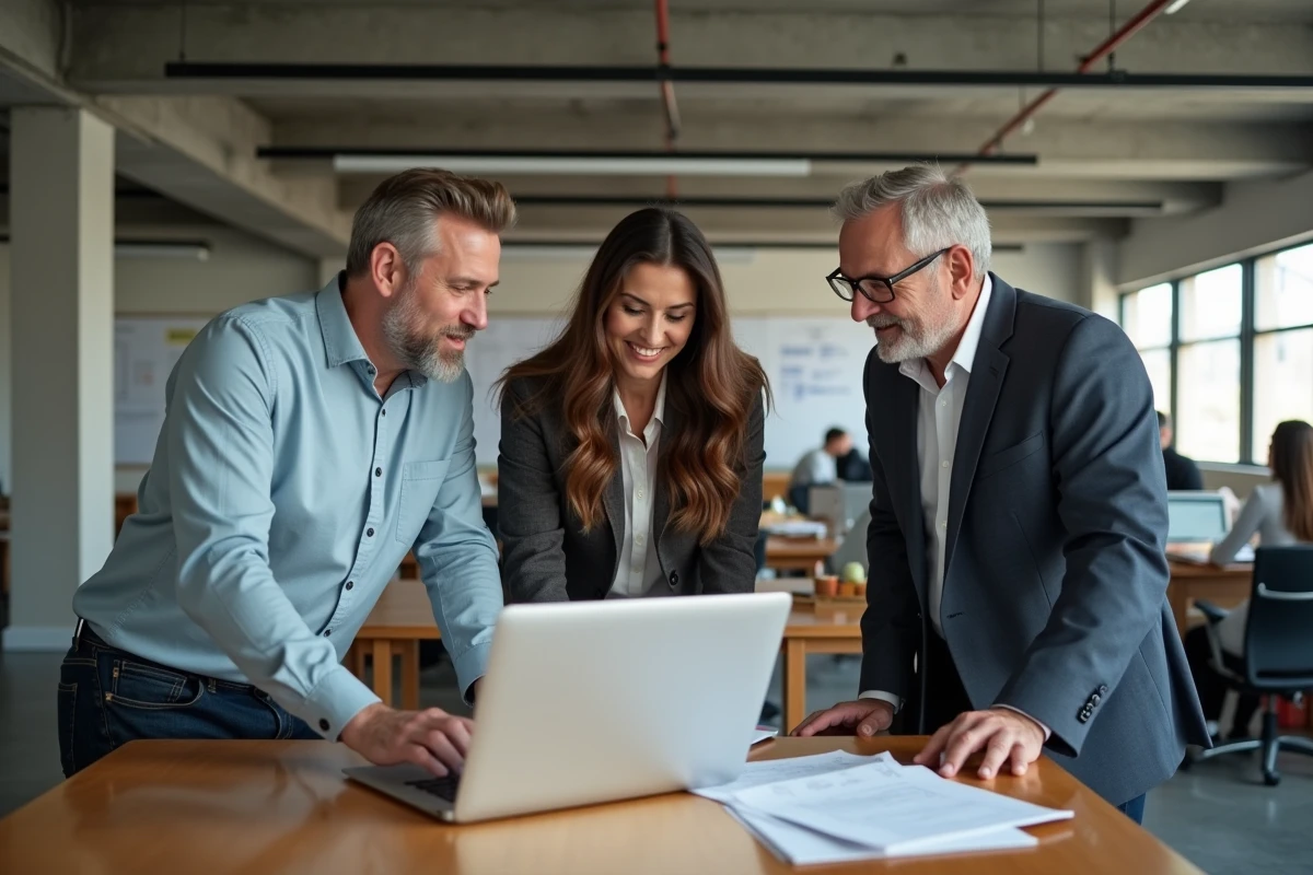 Équipe de recrutement diversifiée évaluant des profils de candidats pour une agence de staffing