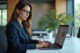 Femme d'affaires en réunion stratégie marketing