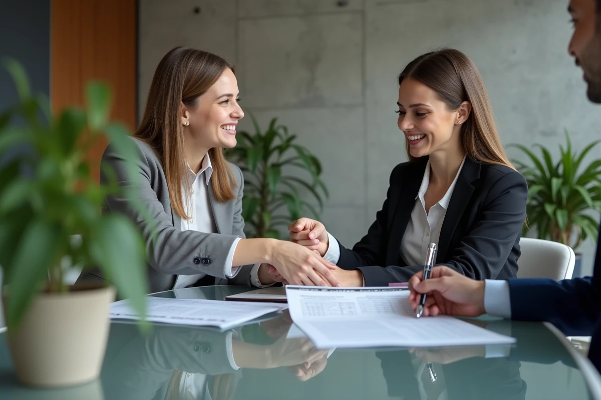 Femme remettant un devis signé lors d