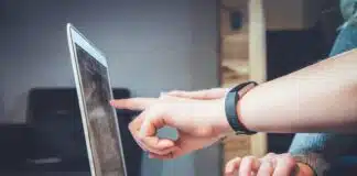 person using laptop