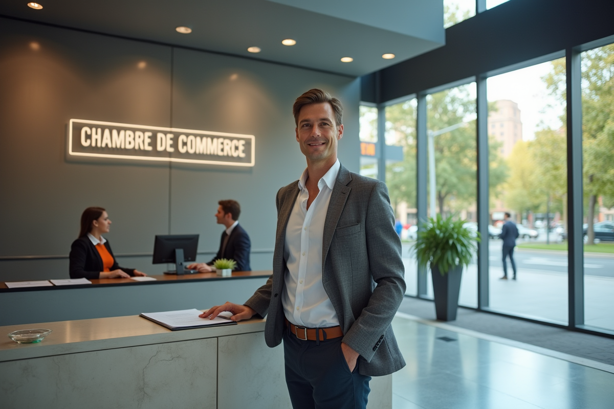 Homme discutant avec une receptionniste dans un centre d information