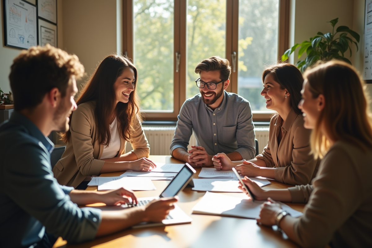 Groupe de professionnels collaborant autour d